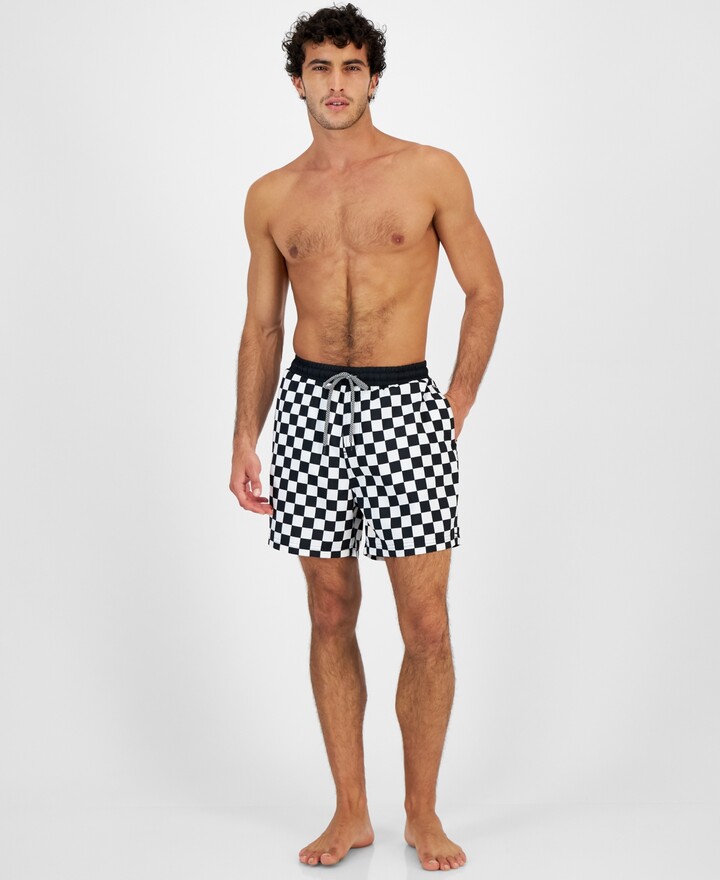 I.n.c. International Concepts Inc Men's Zane Checkerboard 5" Swim Trunks, Created for Macy's