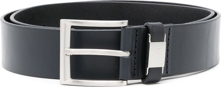 Logo-Plaque Leather Belt