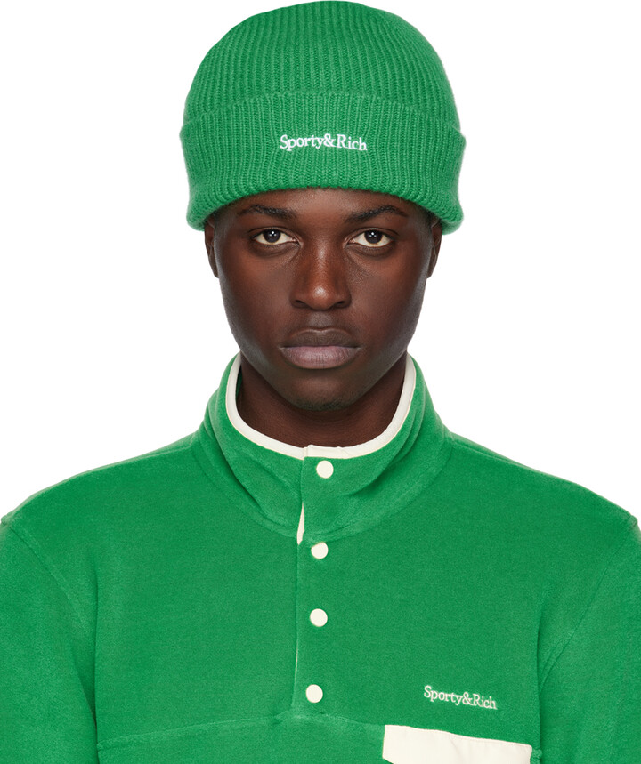 Sporty & Rich Green Serif Logo Beanie