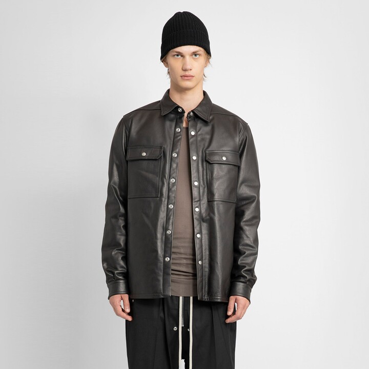 Rick Owens Man Black Leather Jackets