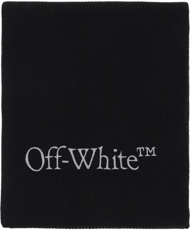 Off-white wool scarf with logo embroidery