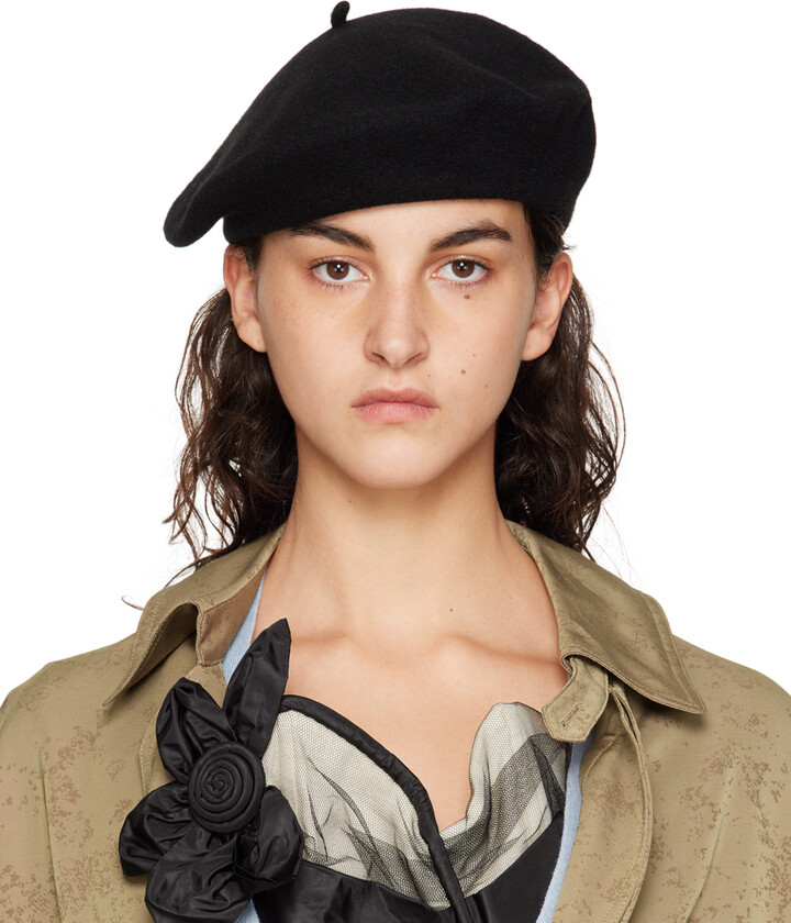 Maison Margiela Black Heavy Wool Beret