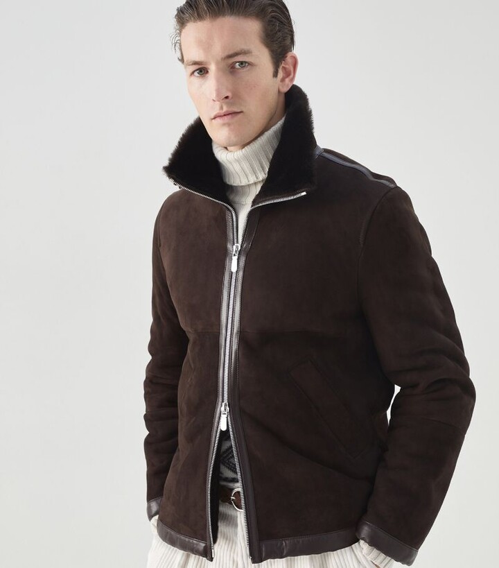 Brunello Cucinelli Suede Shearling Jacket