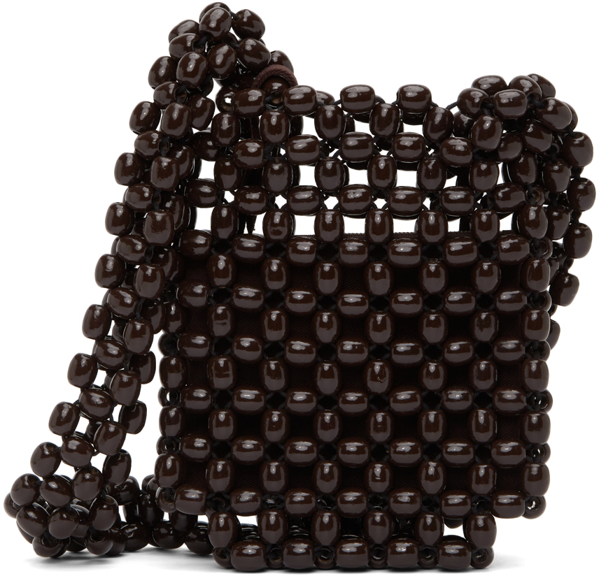 LEMAIRE Brown Wood Pearl Bag