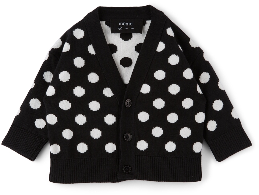 même. Baby Black & White Dots Cardigan