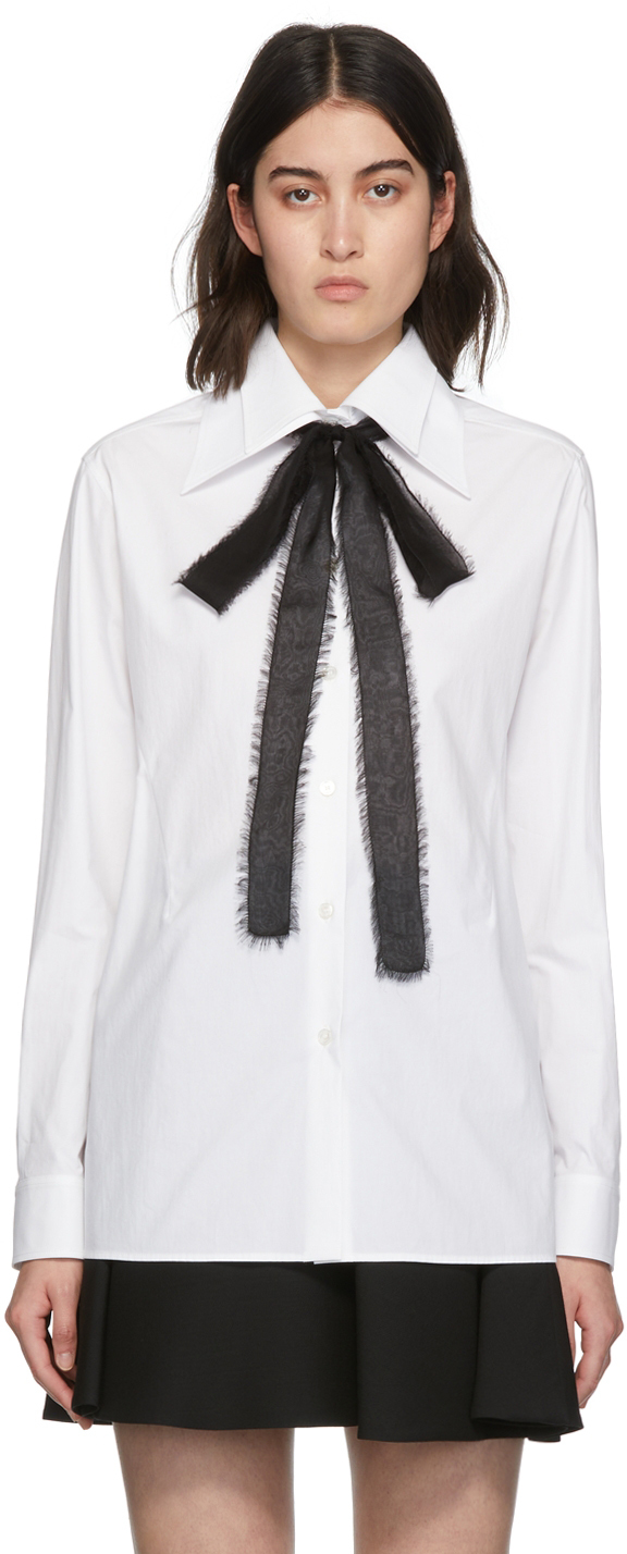 Valentino White Oversized Bow Shirt