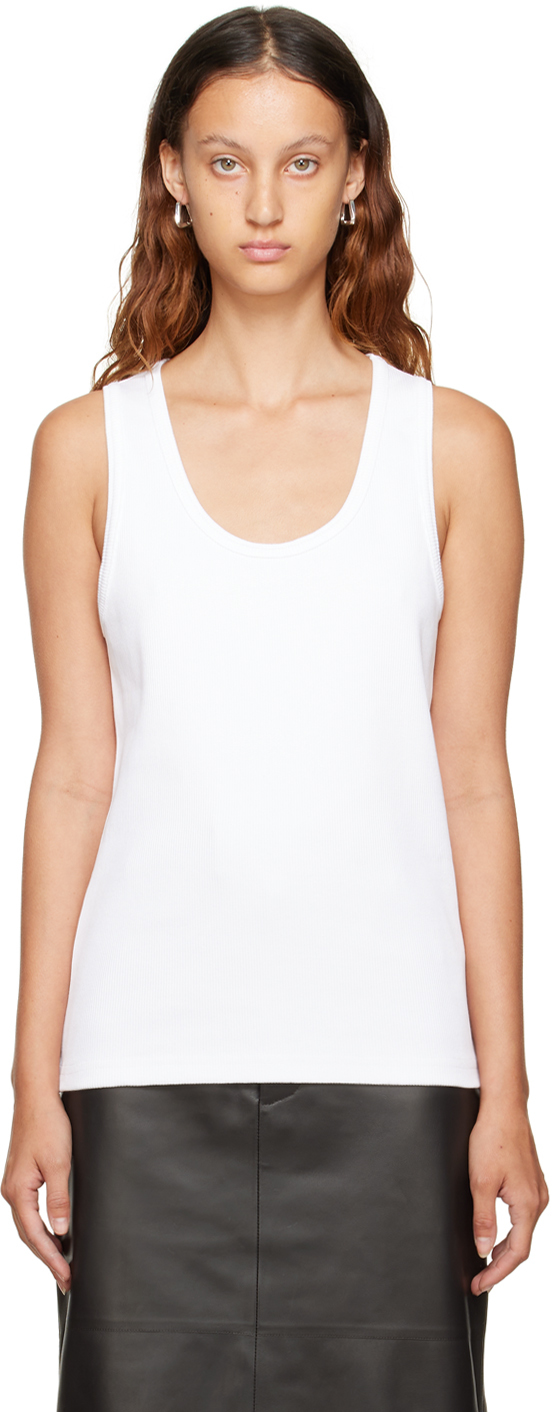 Bottega Veneta White Scoop Neck Tank Top