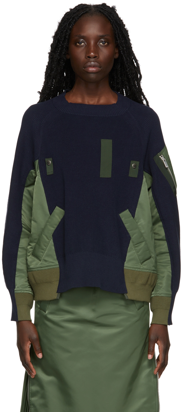 sacai Navy & Khaki MA-1 Sweater