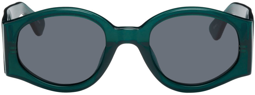 Dries Van Noten Green Linda Farrow Edition Round Sunglasses