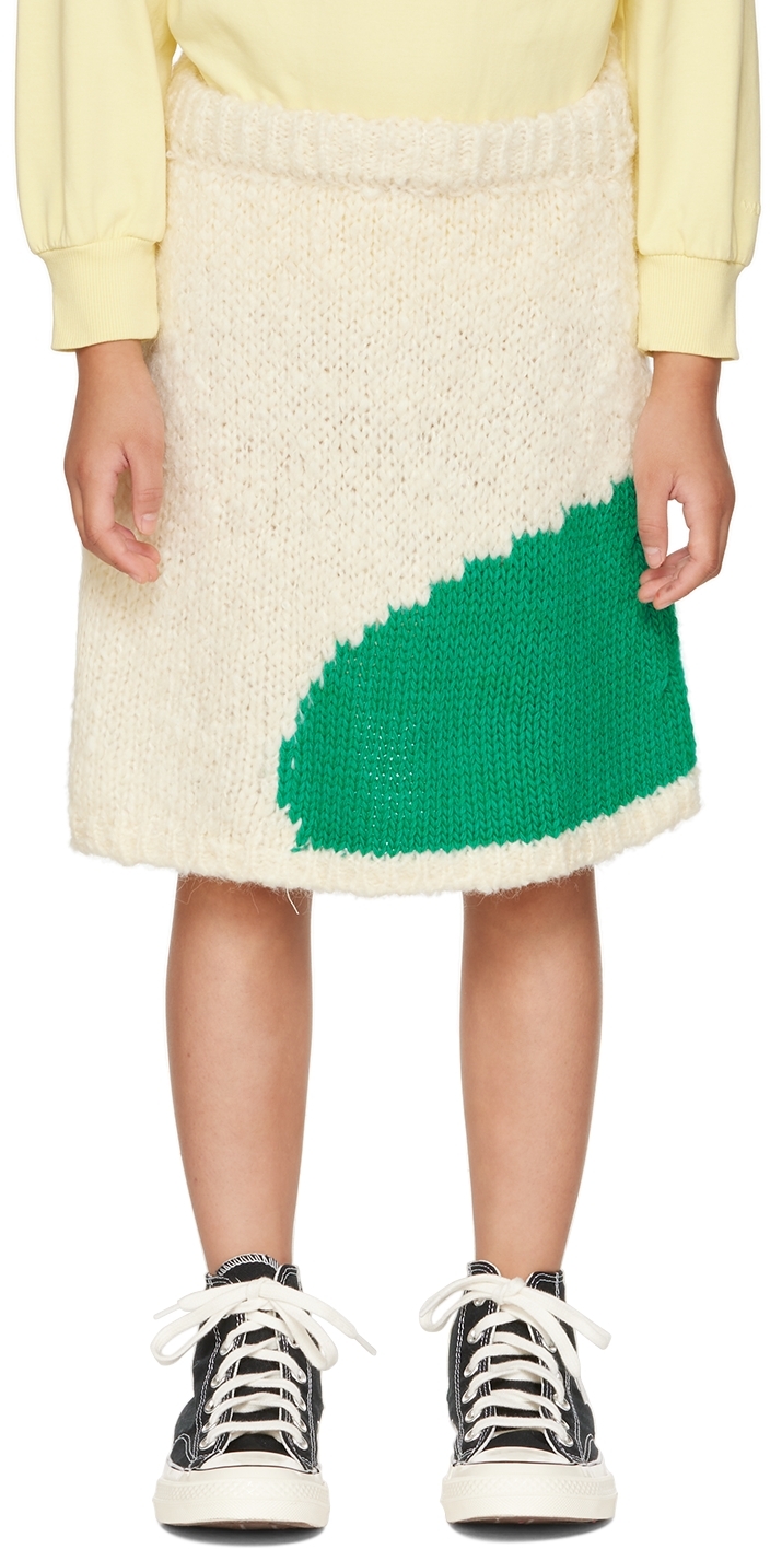 Weekend House Kids Kids Off-White & Green Dot Skirt