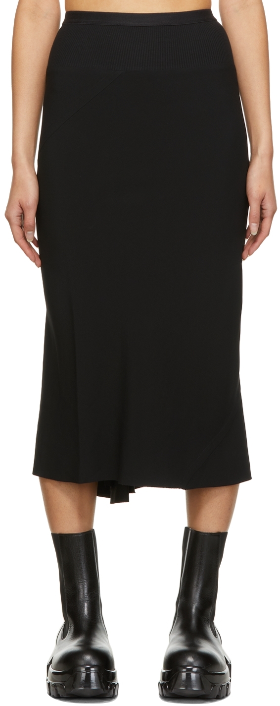 Rick Owens Black Crepe Bias Skirt