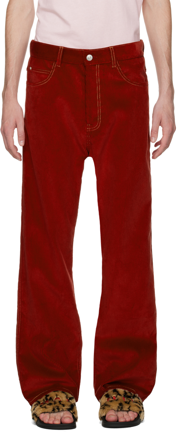 Marni Red Contrast Stitch Trousers