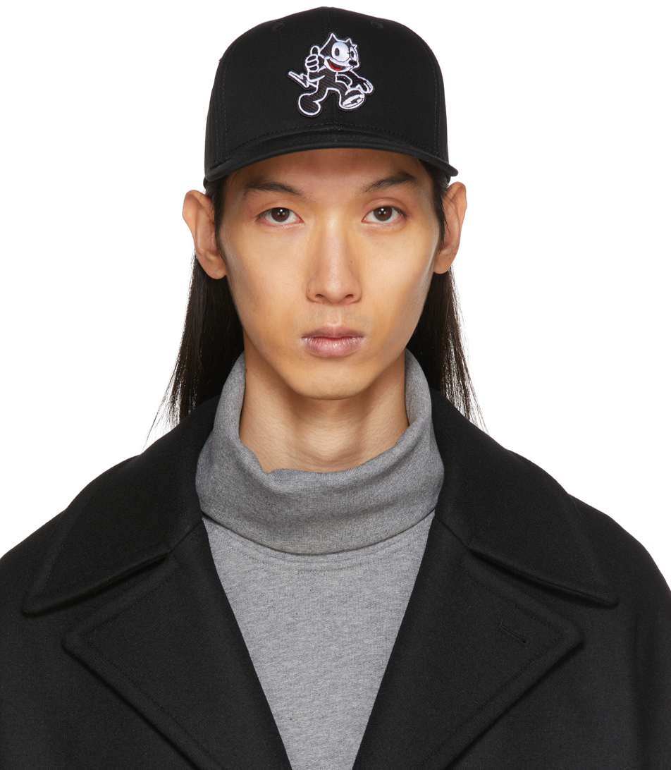 Neil Barrett Black Felix The Cat Edition Embroidered Cap