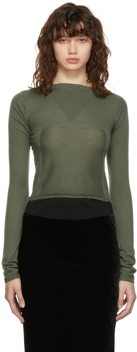 Rick Owens Green Column Knit Sweater