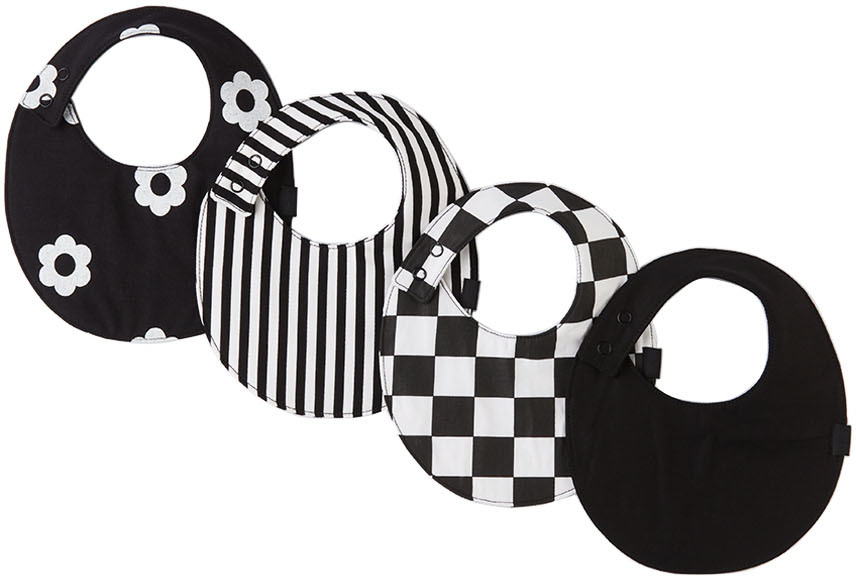 même. SSENSE Exclusive Baby Four-Pack Black & White Assorted Bibs