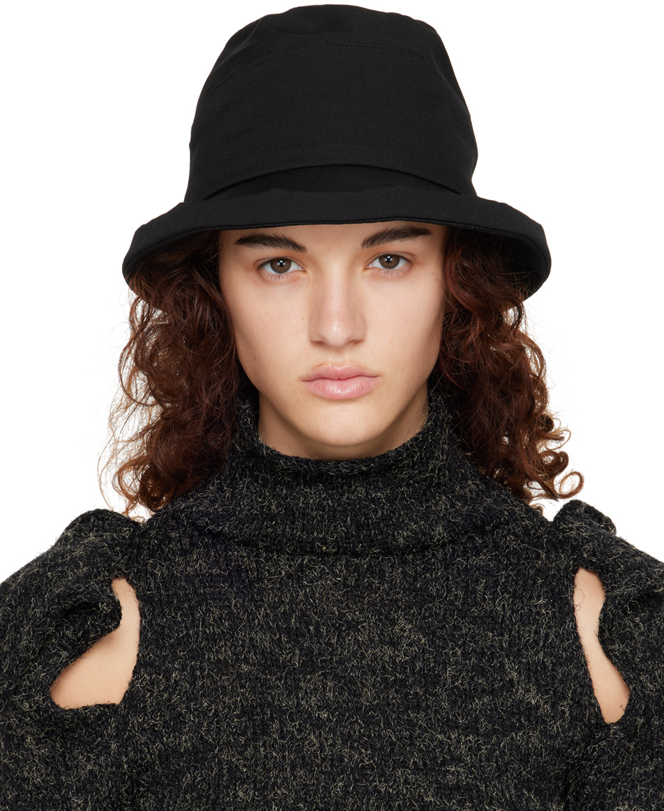 Yohji Yamamoto Black Seam Crown Bucket Hat