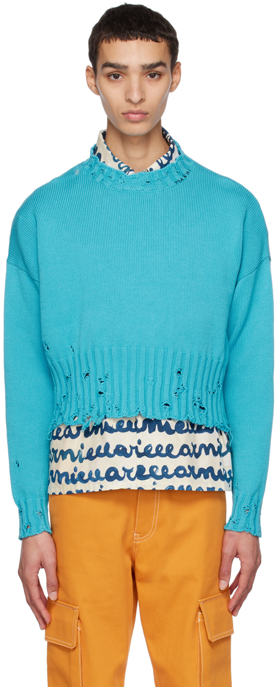 Marni Blue Distressed Sweater