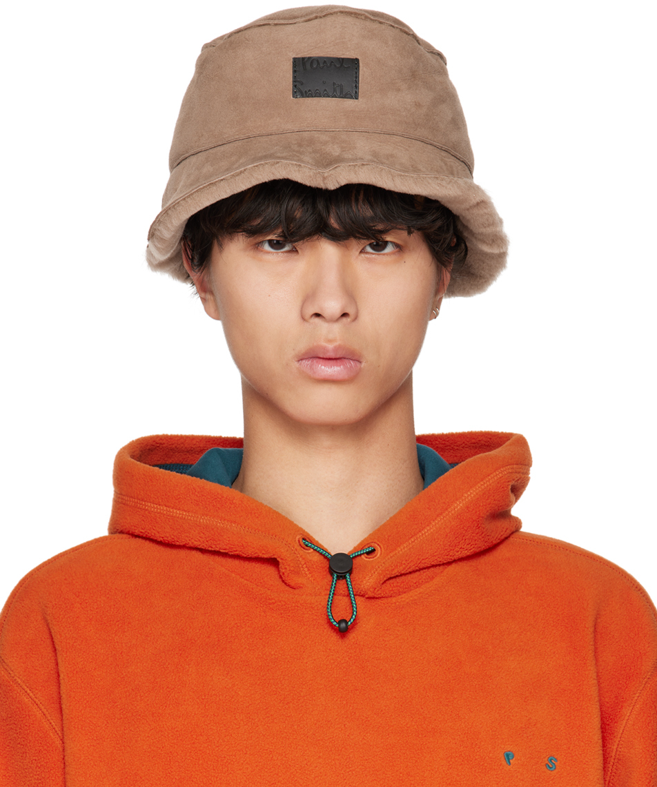 Paul Smith Brown Paneled Shearling Bucket Hat