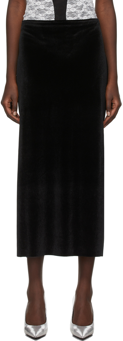 Kathryn Bowen Black Velour Long Skirt