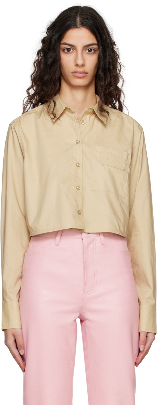 REMAIN Birger Christensen Beige Cropped Shirt