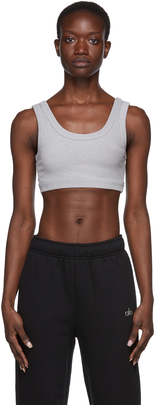 Alo Grey Ribbed Wellness Sport Bra