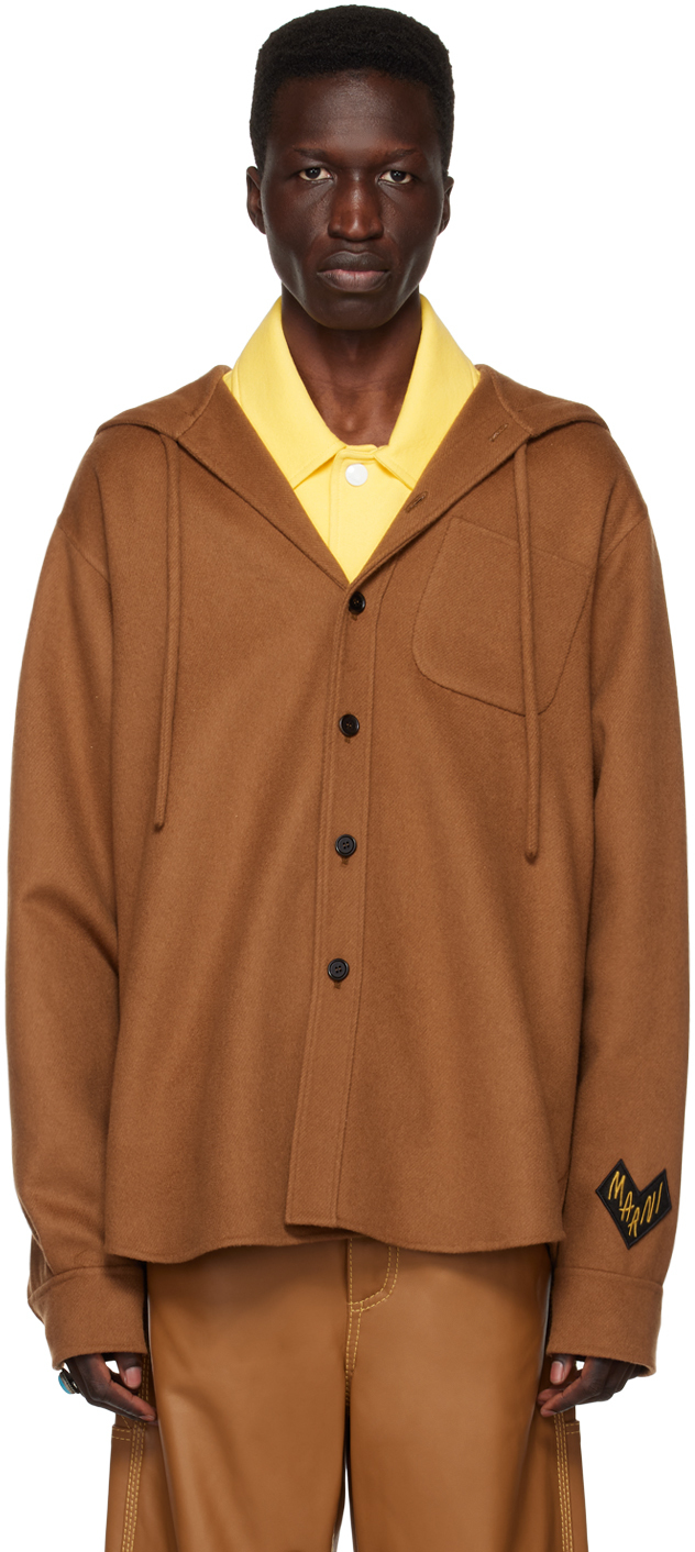 Marni Brown Hooded Shirt