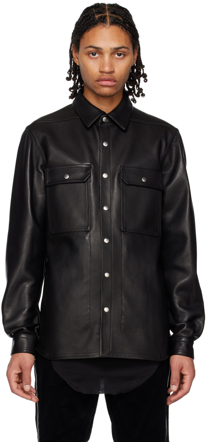 Rick Owens Black Outershirt Leather Jacket