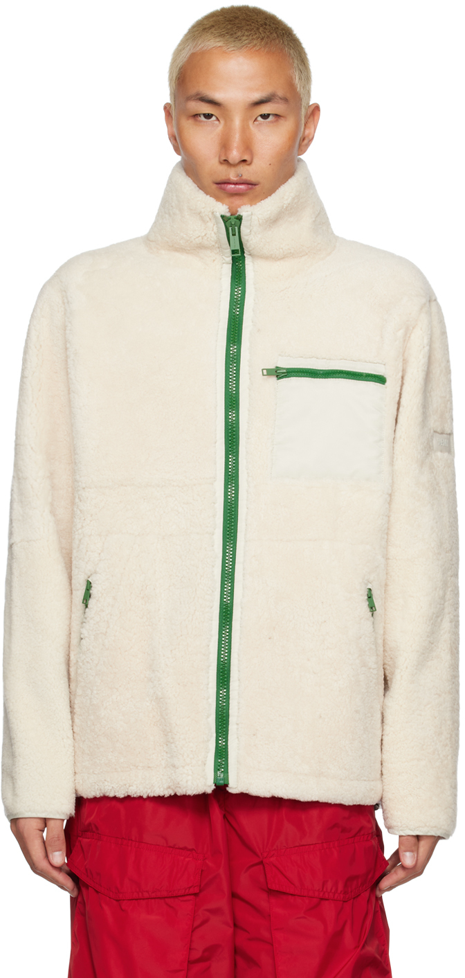 Yves Salomon - Army Off-White Funnel Neck Shearling Jacket