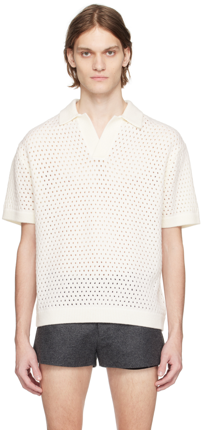 King & Tuckfield Off-White Open Placket Polo