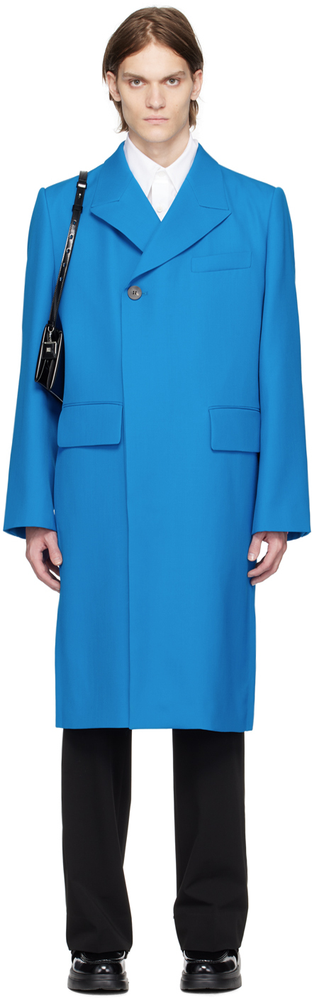 Wooyoungmi Blue Peaked Lapel Coat