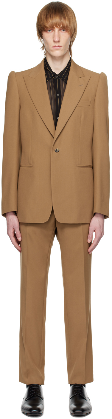 Dries Van Noten Brown Peaked Lapel Suit