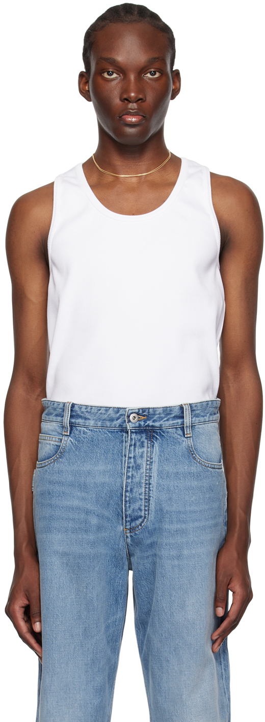 Bottega Veneta White Rib Tank Top