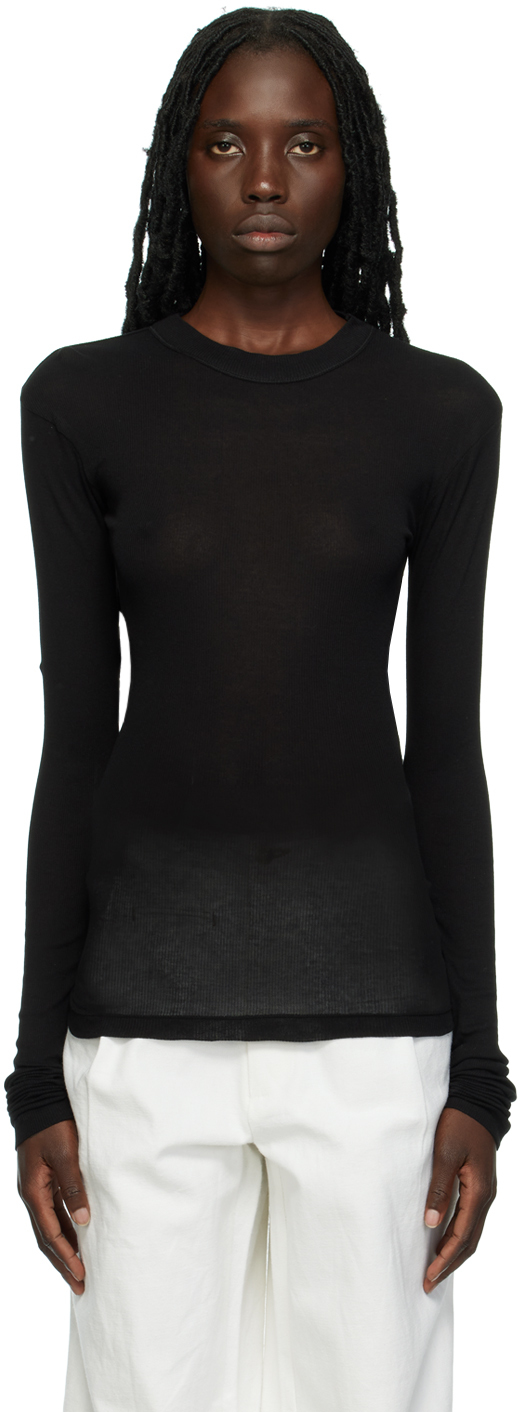 BITE Black Semi-Sheer Long Sleeve T-Shirt