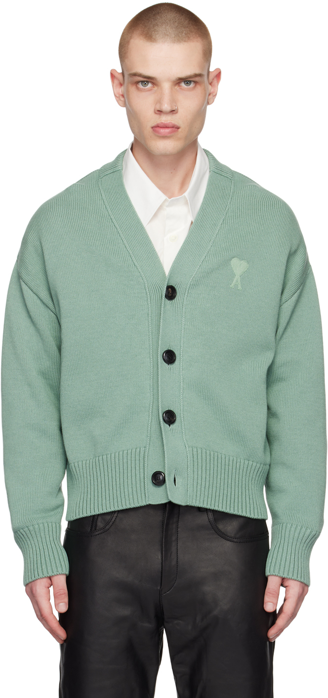 AMI Alexandre Mattiussi Green Ami de Cœur Cardigan