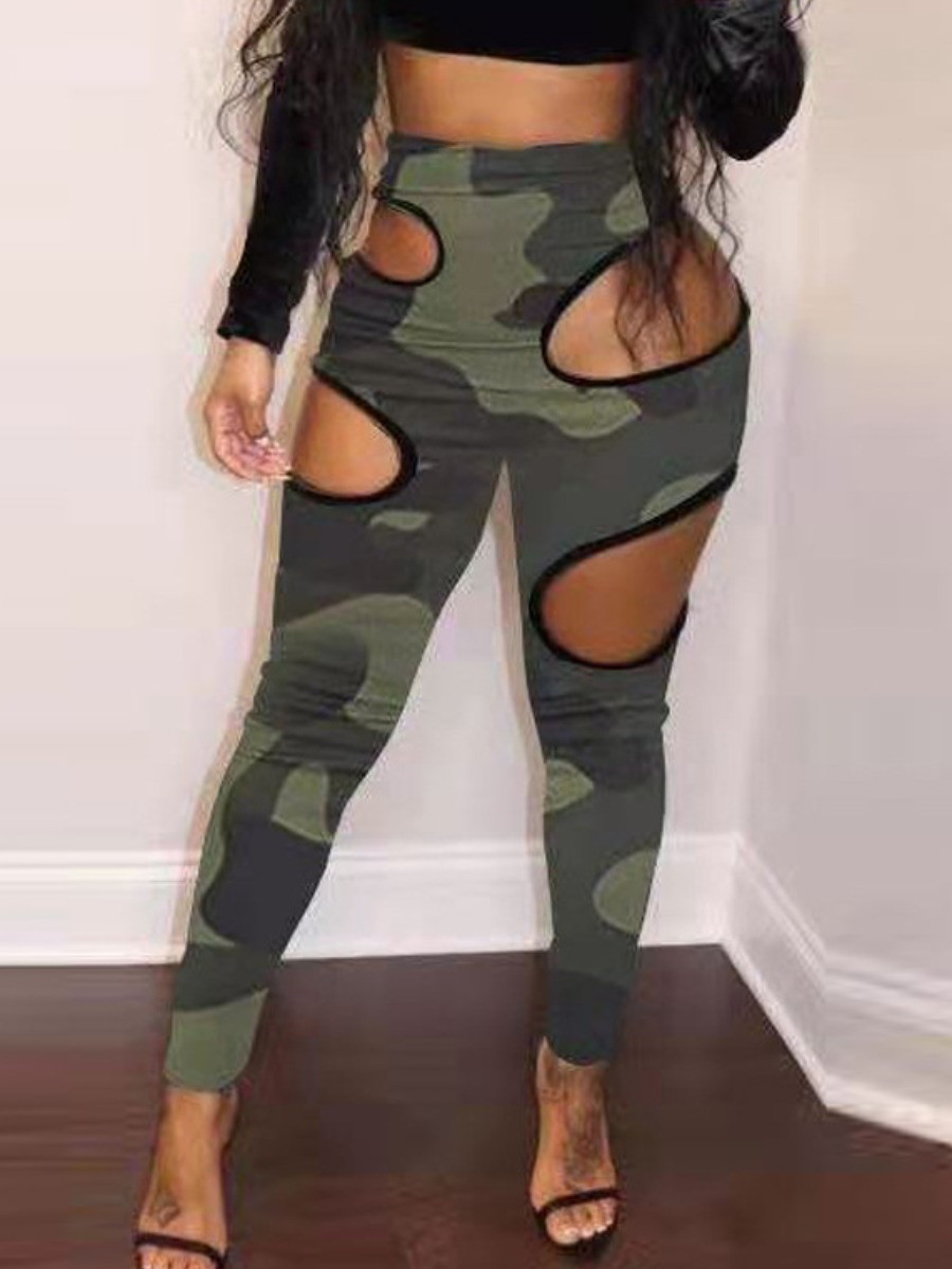 LW Camo Print Cut Out Pants