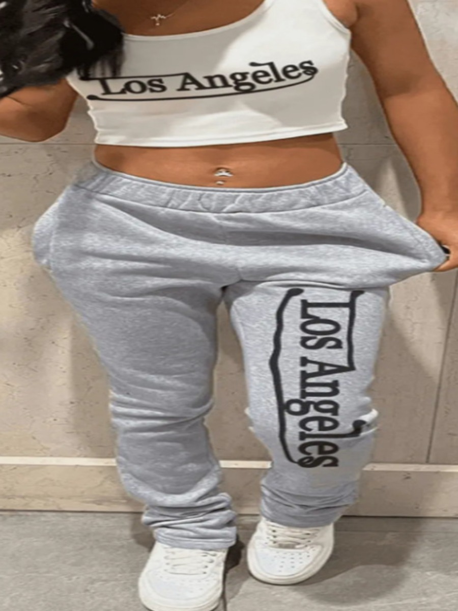 LW Mid Waist Letter Print Sweatpants