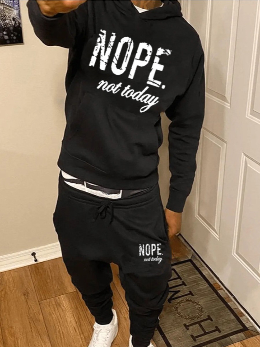 LW Men Nope Not Today Letter Print Tracksuit Set