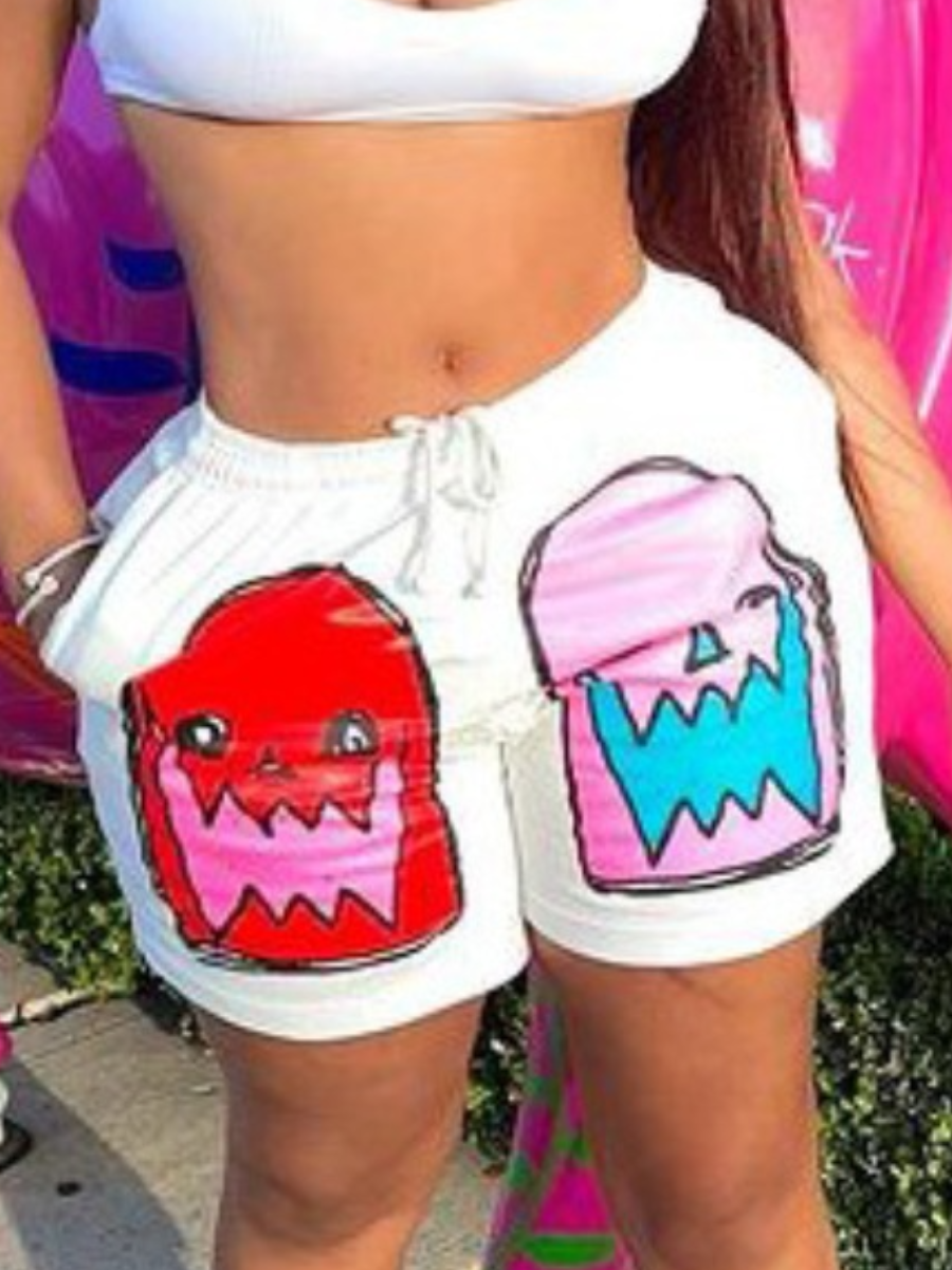 LW BASICS Cartoon Print Drawstring Shorts