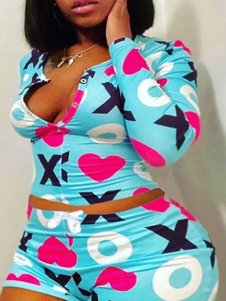 LW Plus Size Letter Print Shorts Set XXXL