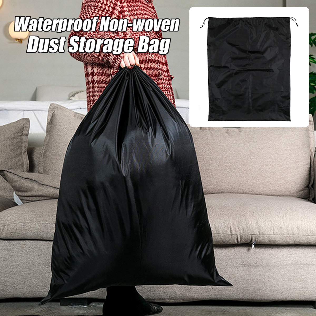 1PC Waterproof Non-woven Dust Storage Drawstring Bag Home Laundry Travel Organizer