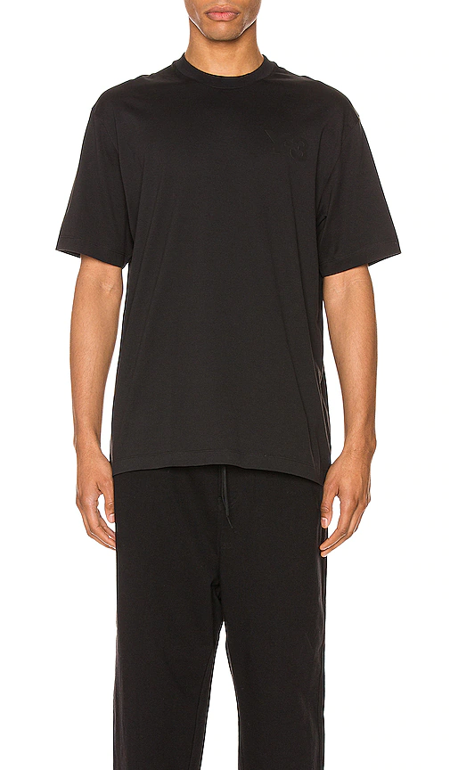 Y-3 Yohji Yamamoto Chest Logo Tee in Black. Size L, M, S.