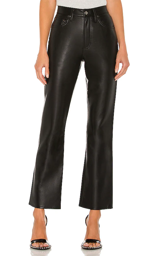 AGOLDE Recycled Leather Relaxed Boot Pant in Black. Size 23, 24, 25, 26, 27, 28, 29, 30, 31, 33, 34.