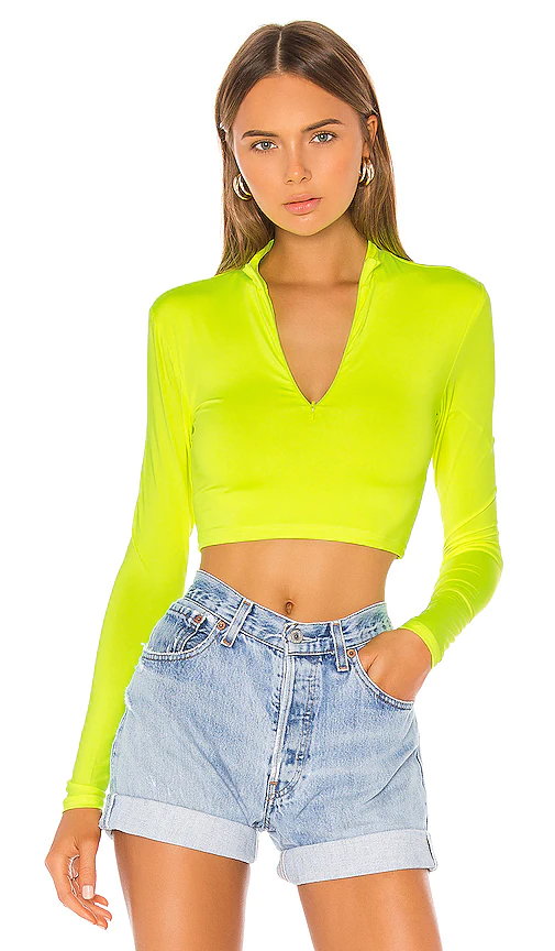 superdown Nicky Zip Crop Top in Yellow. Size M.