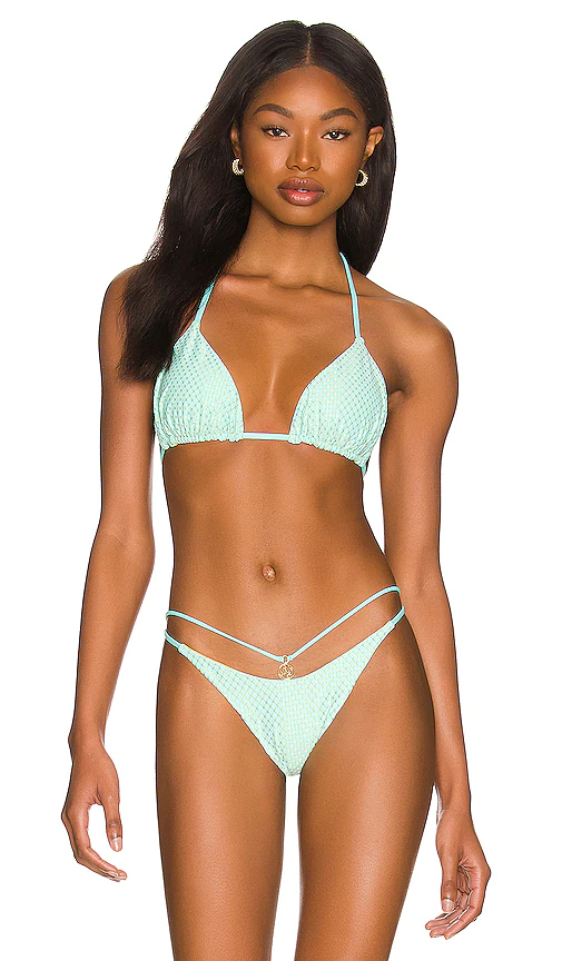 Luli Fama Triangle Bikini Top in Mint. - size S (also in M)