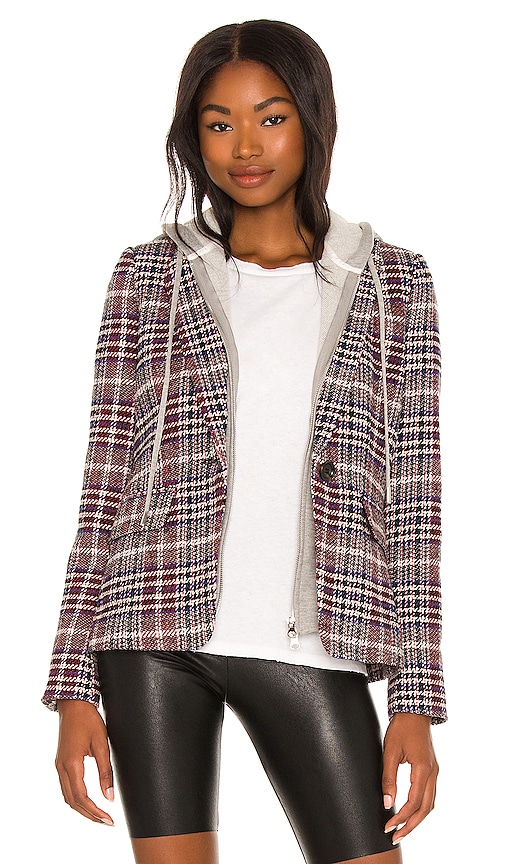 Central Park West Coco Plaid Blazer in Red. Size L, S, XS.