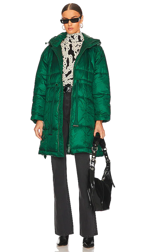 Essentiel Antwerp Carlos Puffer Rain Coat in Green. - size L (also in M, S)