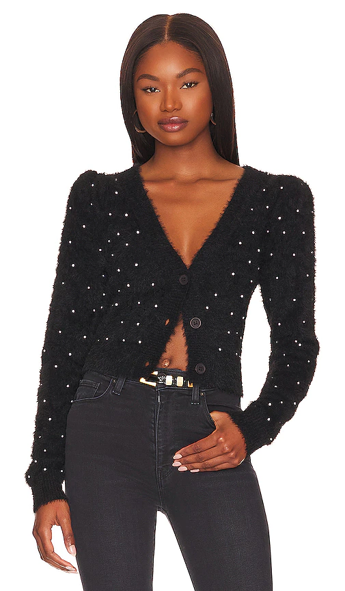 MAJORELLE Vivica Cardigan in Black - Black. Size XS (also in L, M, S, XL).