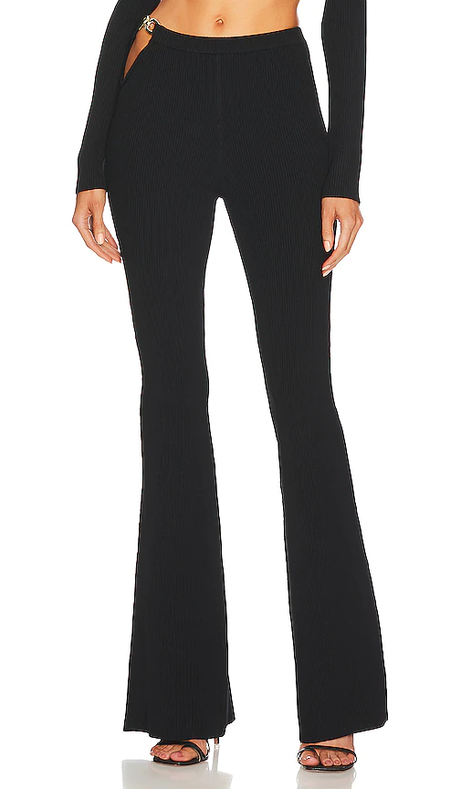 NICHOLAS Kari Double Rings Rib Knit Pant in Black - Black. Size XS (also in S, M, L).