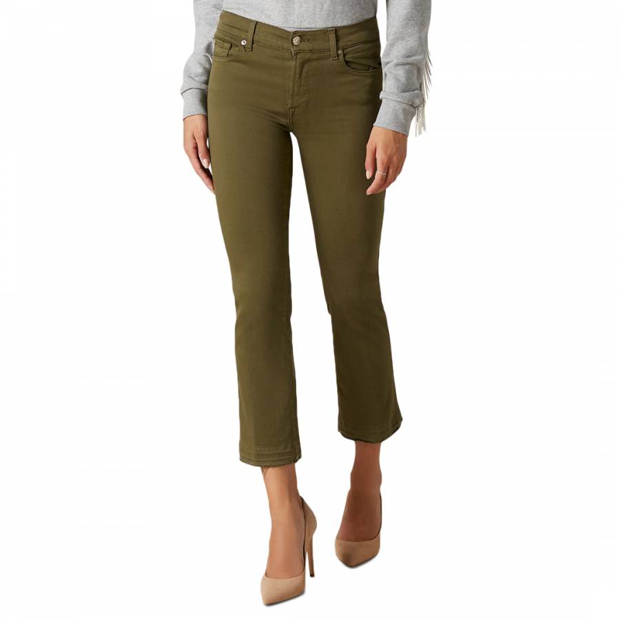 Khaki Slim Illusion Crop Boot Stretch Jeans