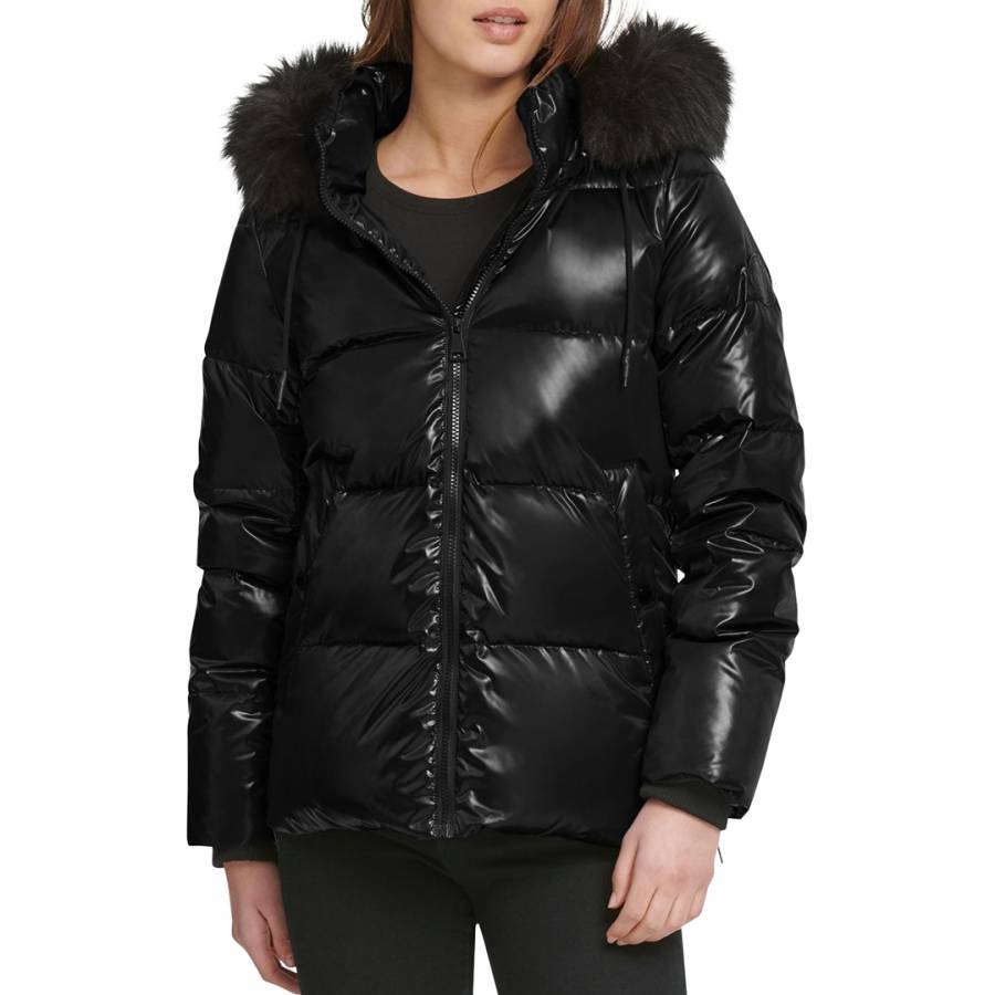 Women's Black Hooded Puffer Jacket